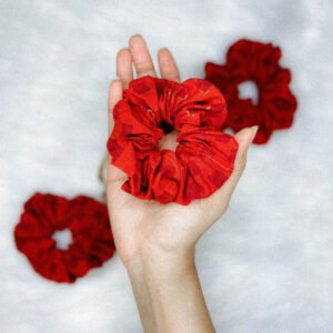 CRIMSON BLISS COTTON SCRUNCHIE