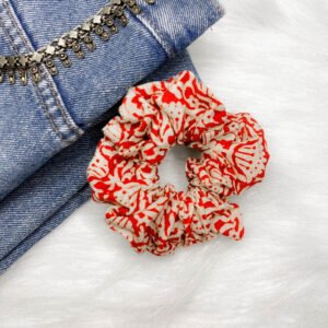 ETHNIC RED COTTON SCRUNCHIE